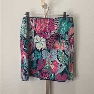 Talbots Womens Petite Skirt Navy with Multicolored Print 14W